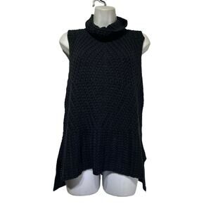 harve benard Black Sleeveless crochet Tunic Top Size L